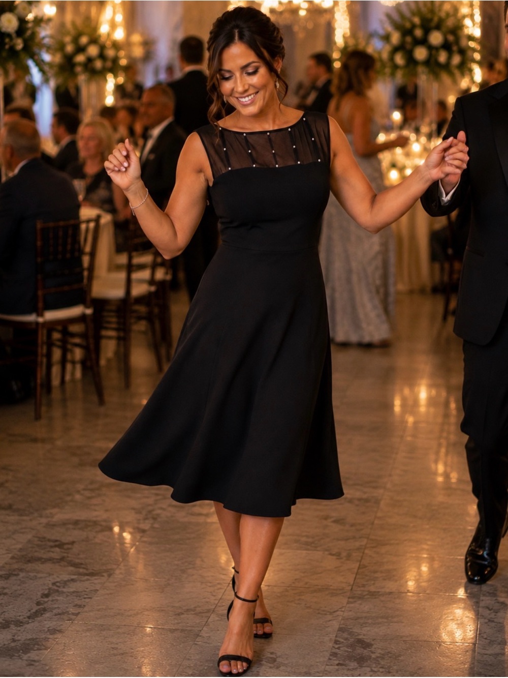 Jones Wear Black Strapless Evening Dress with Sheer Studded Yoke - Picture 1 of 7